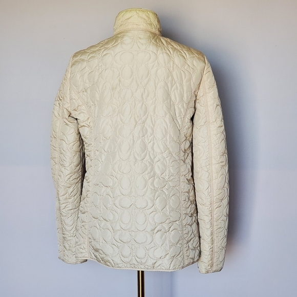 Coach Beige Cream Monogram Quilted Signature Coat Jacket Womens Size XS - Picture 2 of 14